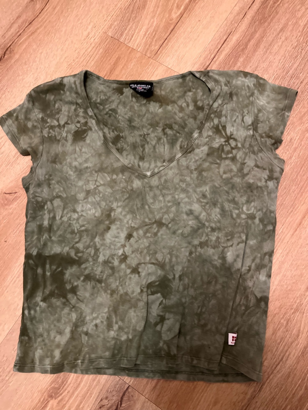 Polo by Ralph Lauren Olive Tie-Dye V-Neck Short Sleeve Tee
